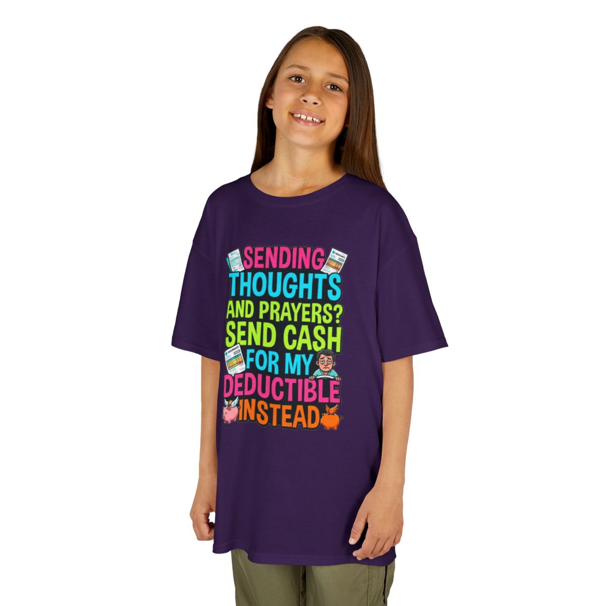 Color: Purple | Cash For My Deductible Kids Tee