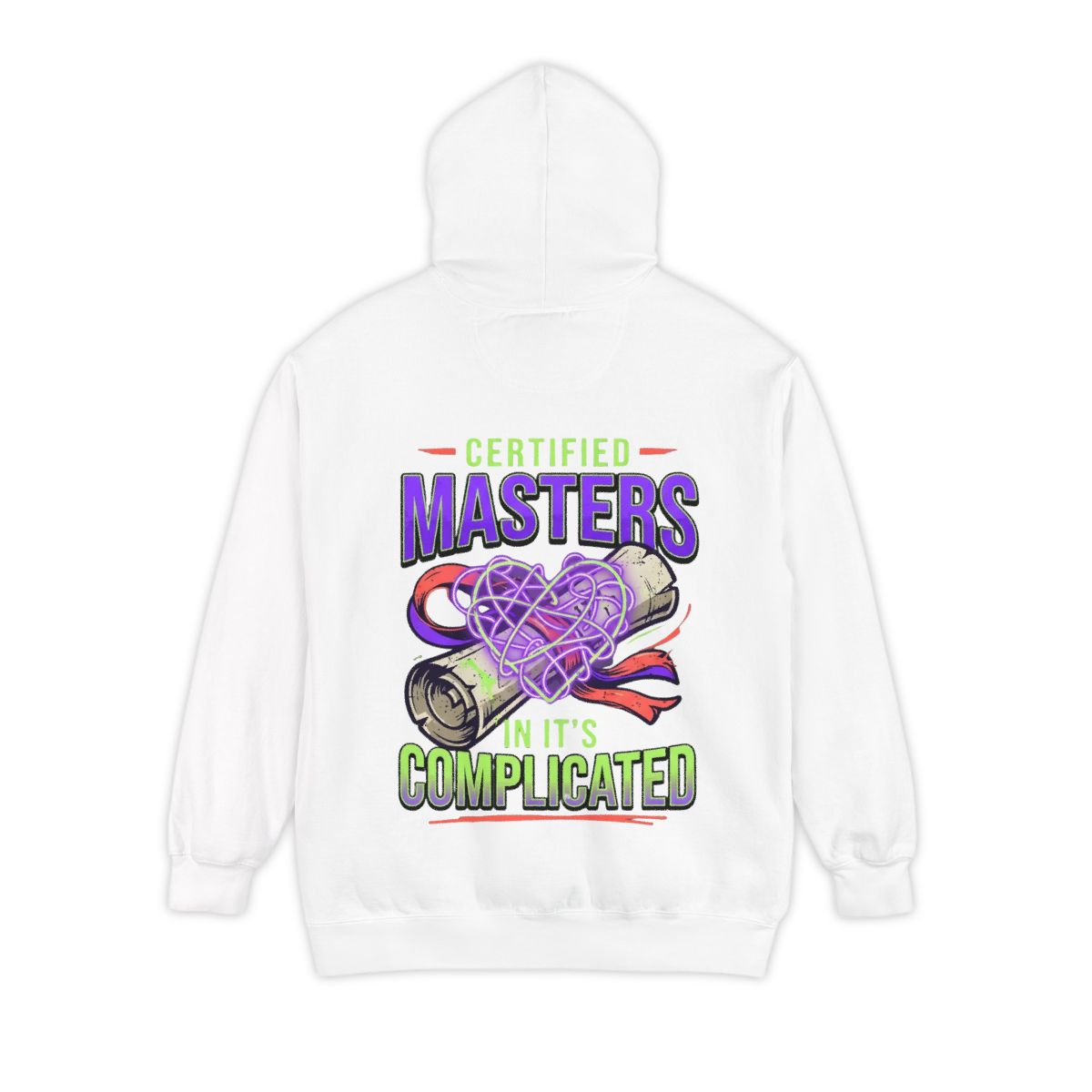 Color: White | Certified In It's Complicated Garment-Dyed Hoodie