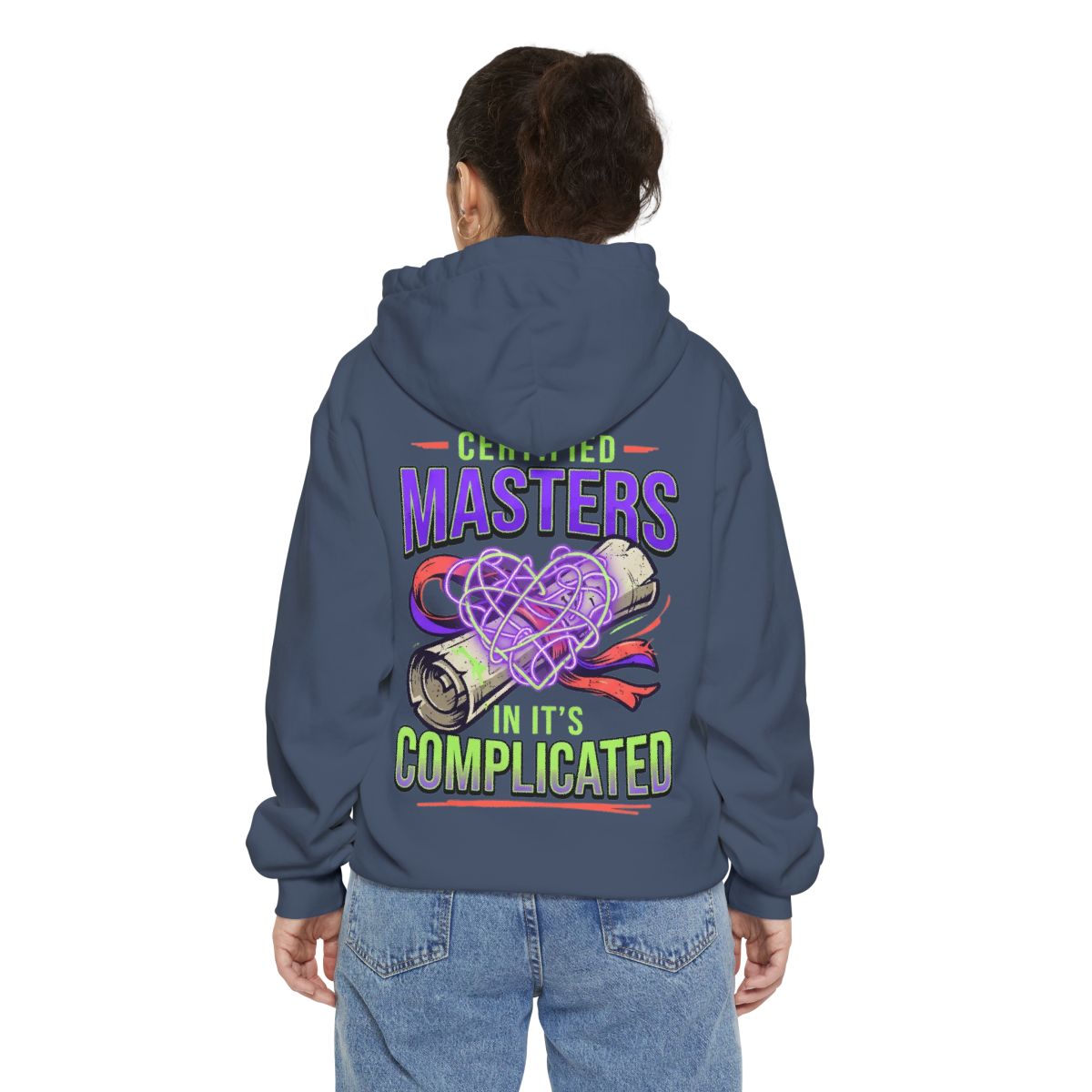 Color: Denim | Certified In It's Complicated Garment-Dyed Hoodie