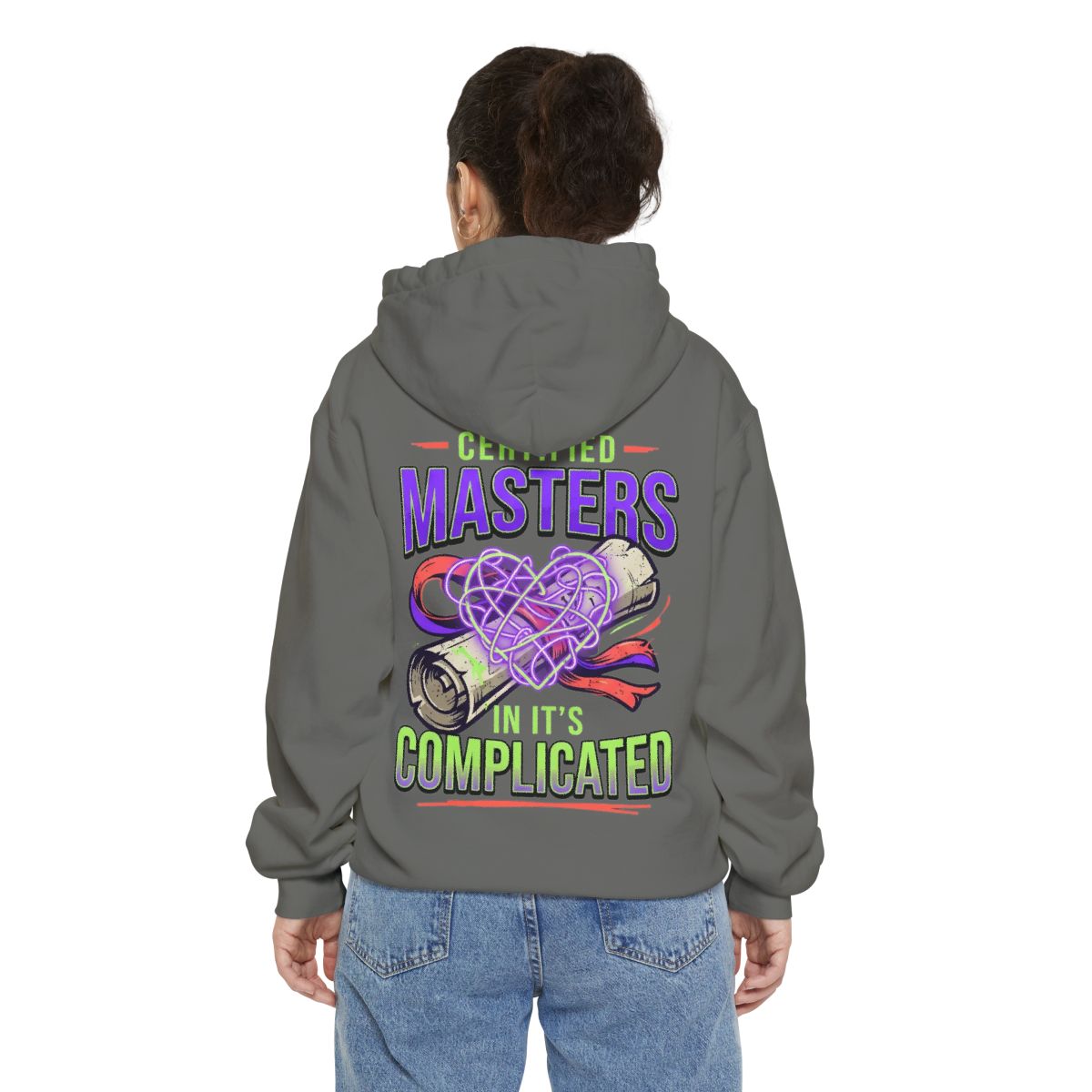 Color: Grey | Certified In It's Complicated Garment-Dyed Hoodie