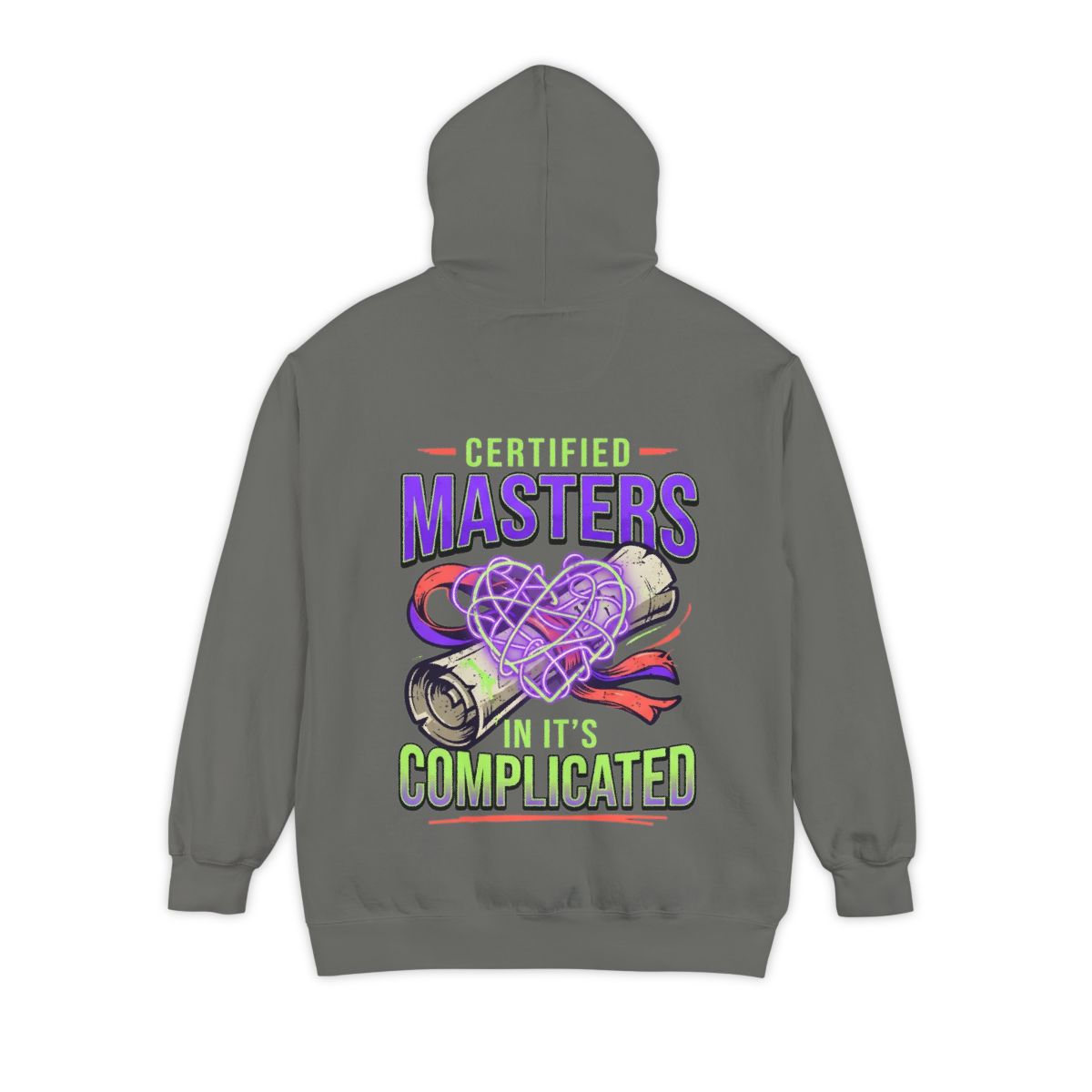 Color: Grey | Certified In It's Complicated Garment-Dyed Hoodie