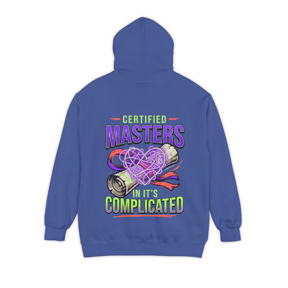 Color: Flo Blue | Certified In It's Complicated Garment-Dyed Hoodie