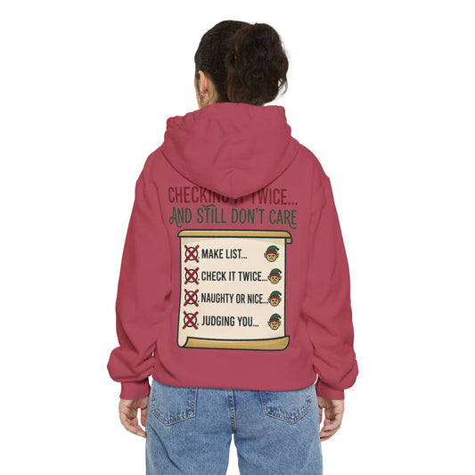 Color: Crimson | Checking It Twice Garment-Dyed Hoodie