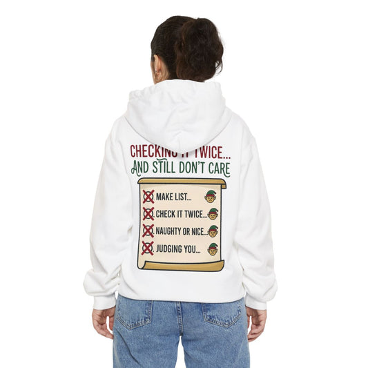 Color: White | Checking It Twice Garment-Dyed Hoodie