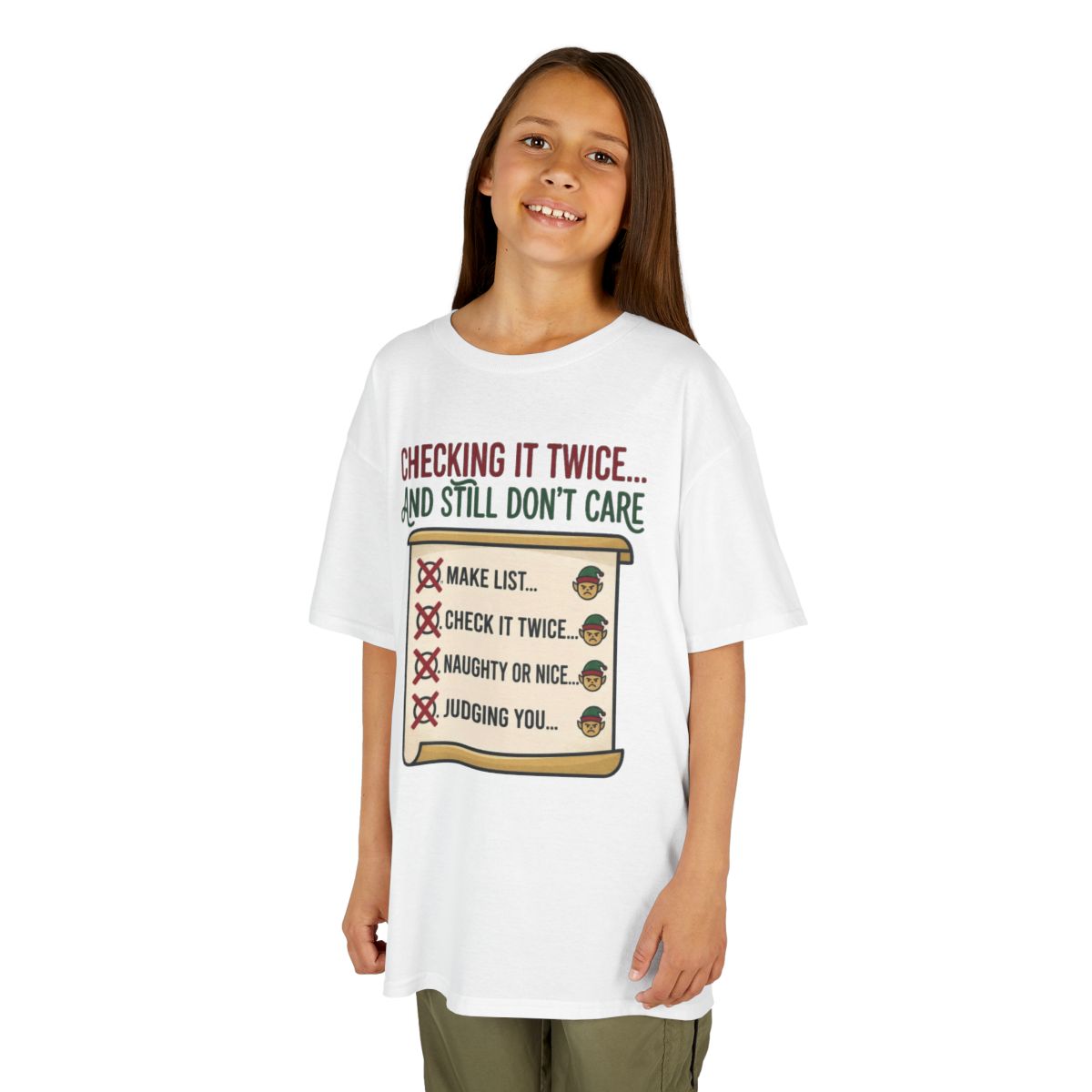 Color: White | Checking It Twice Kids Tee