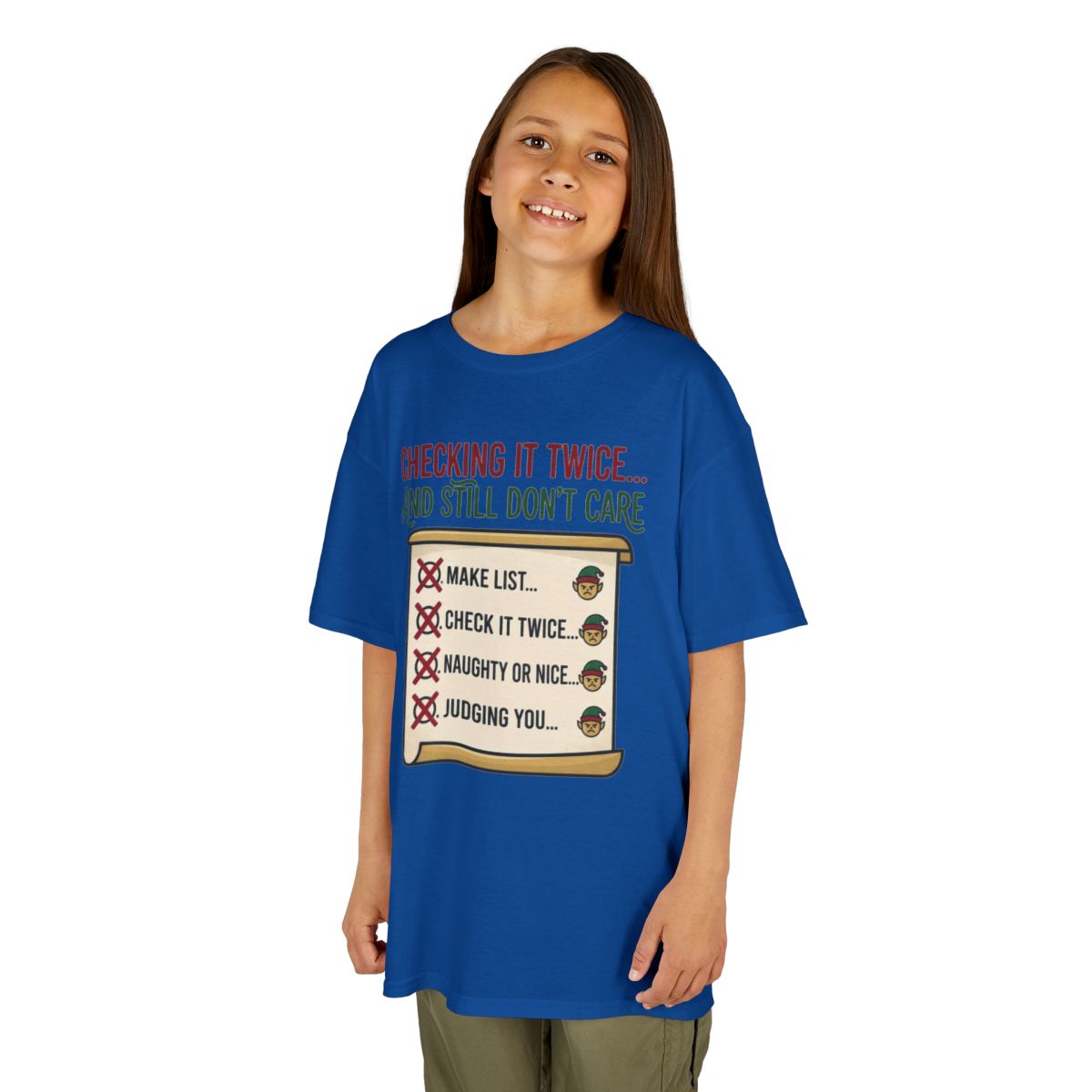 Color: Royal | Checking It Twice Kids Tee