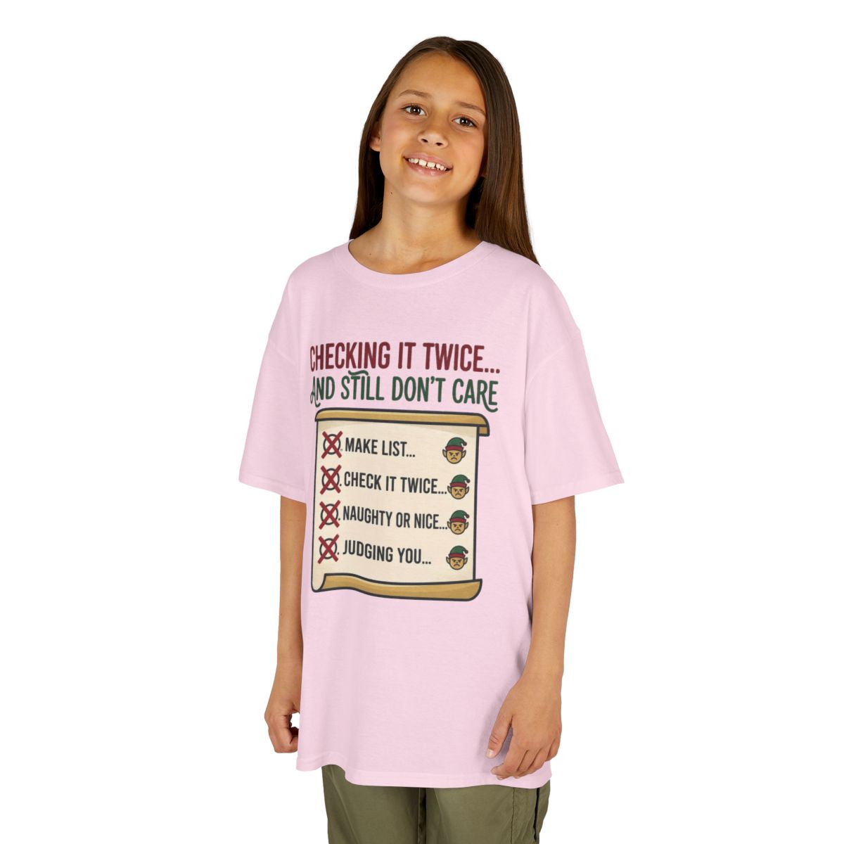 Color: Light Pink | Checking It Twice Kids Tee