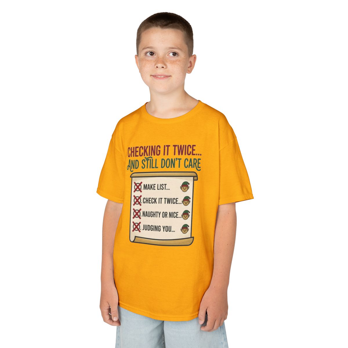 Color: Gold | Checking It Twice Kids Tee