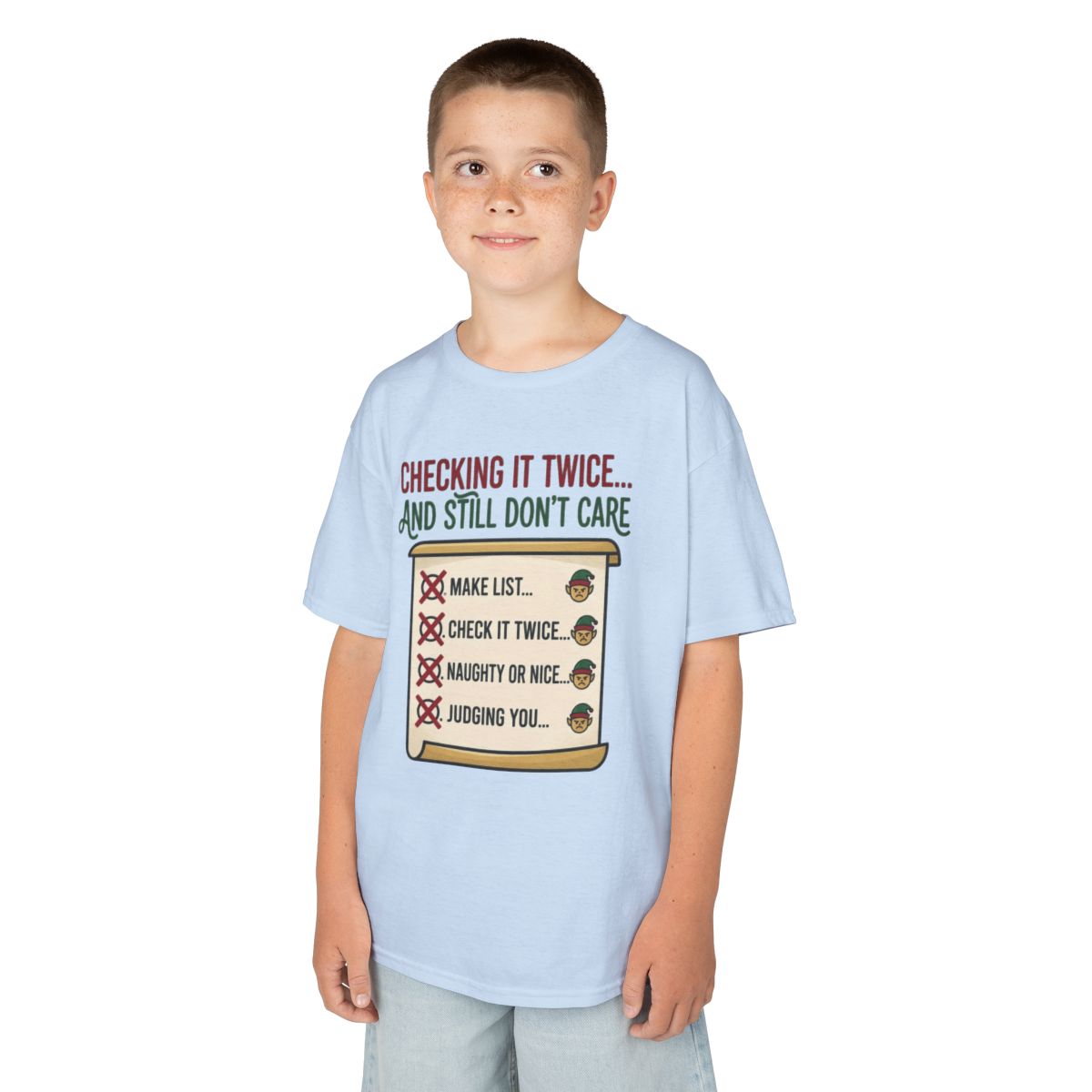 Color: Light Blue | Checking It Twice Kids Tee