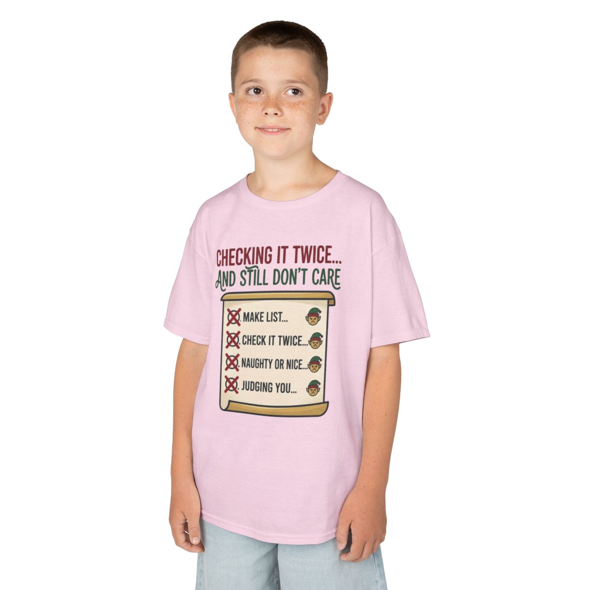 Color: Light Pink | Checking It Twice Kids Tee