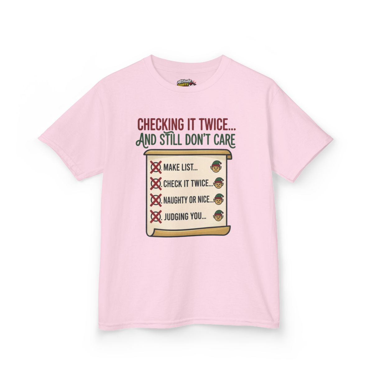 Color: Light Pink | Checking It Twice Kids Tee