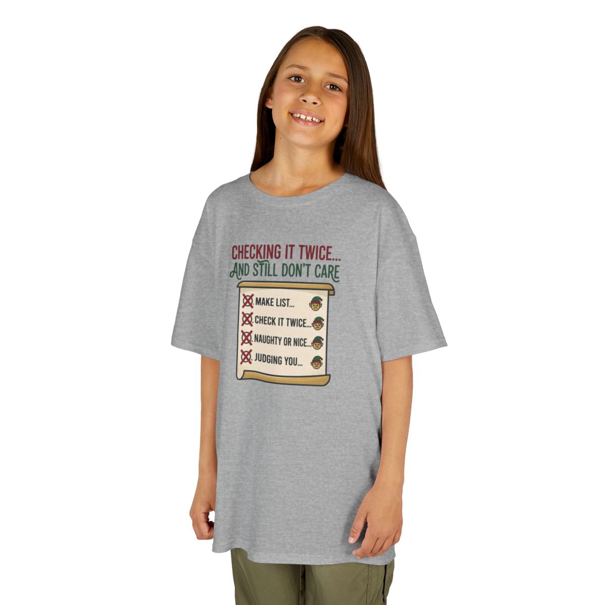 Color: Sport Grey | Checking It Twice Kids Tee