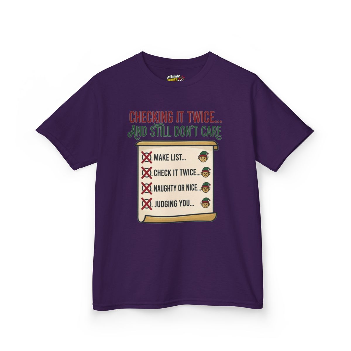 Color: Purple | Checking It Twice Kids Tee