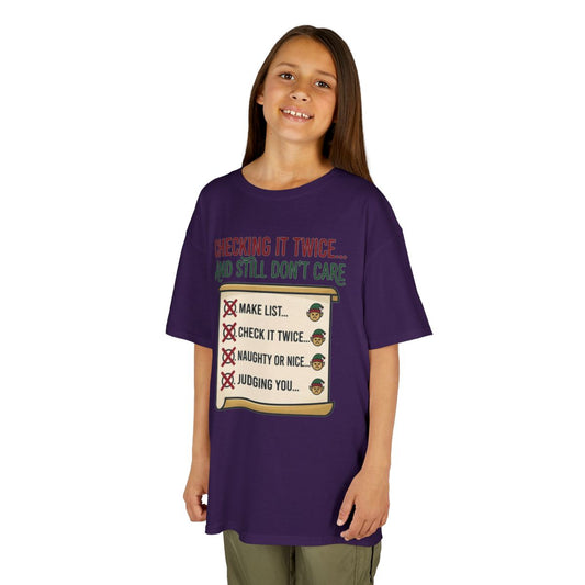 Color: Purple | Checking It Twice Kids Tee