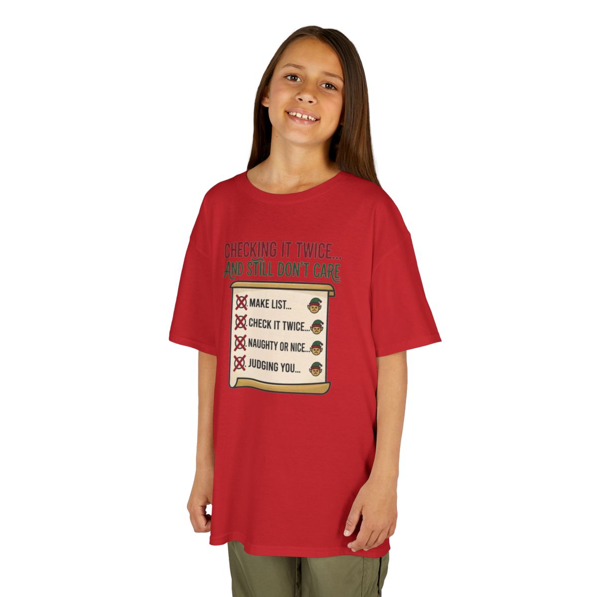 Color: Red | Checking It Twice Kids Tee