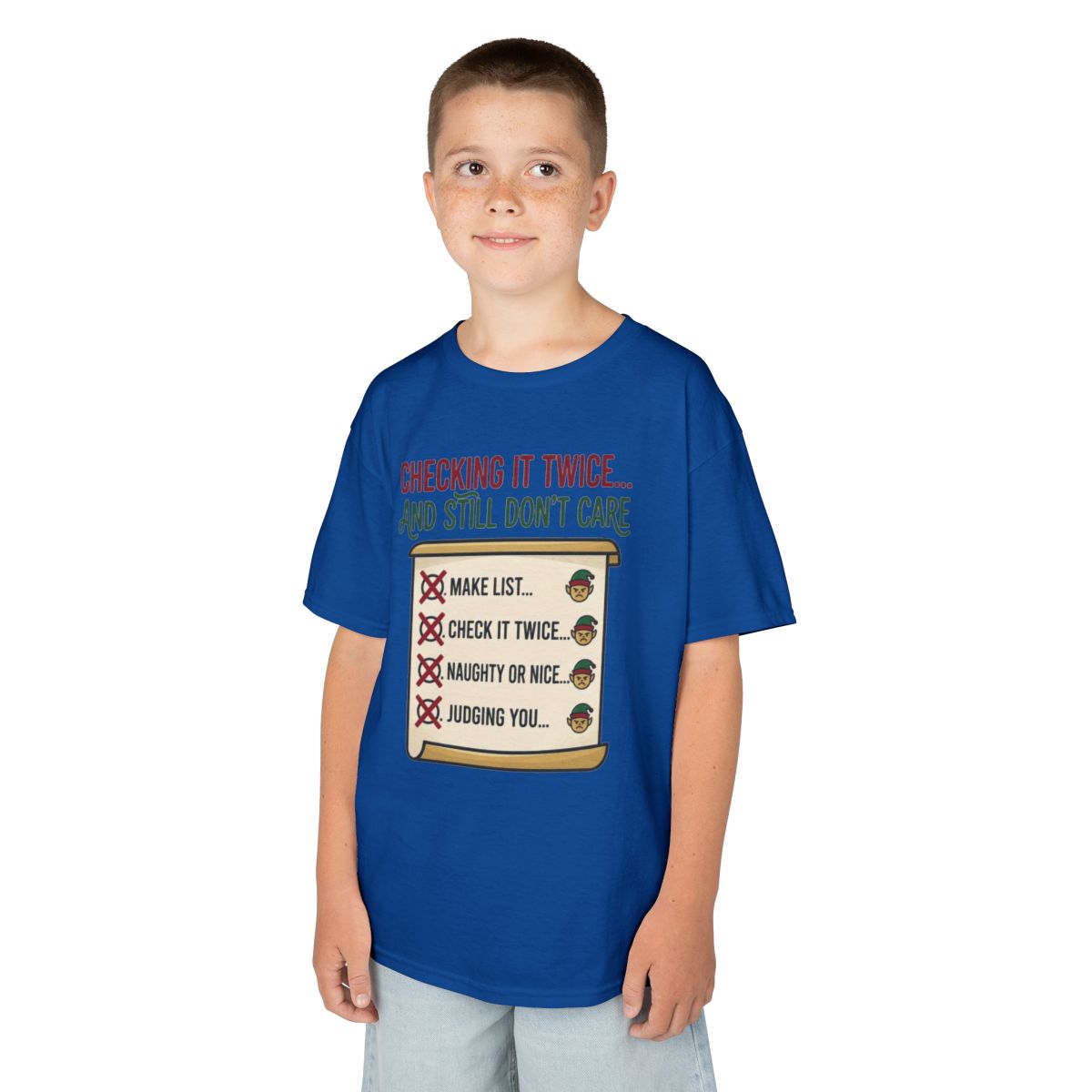 Color: Royal | Checking It Twice Kids Tee