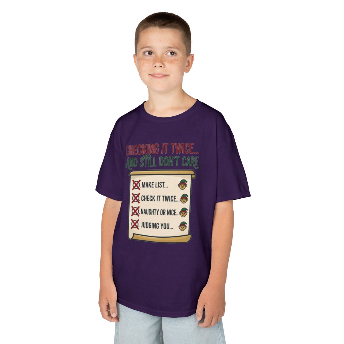 Color: Purple | Checking It Twice Kids Tee