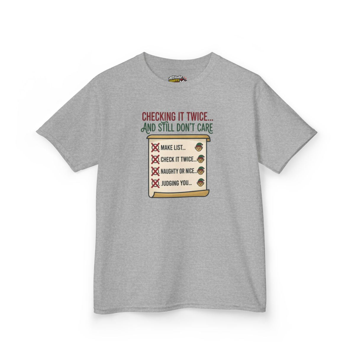 Color: Sport Grey | Checking It Twice Kids Tee