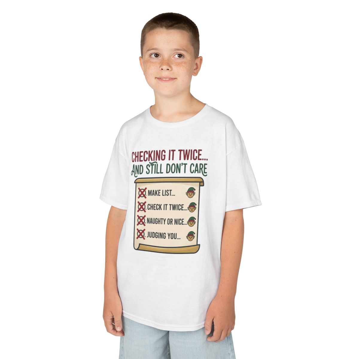 Color: White | Checking It Twice Kids Tee