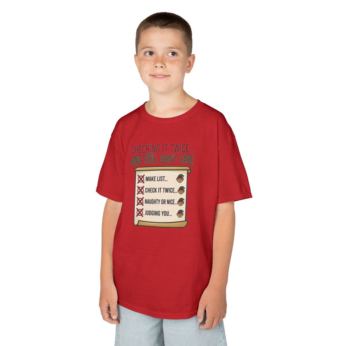 Color: Red | Checking It Twice Kids Tee