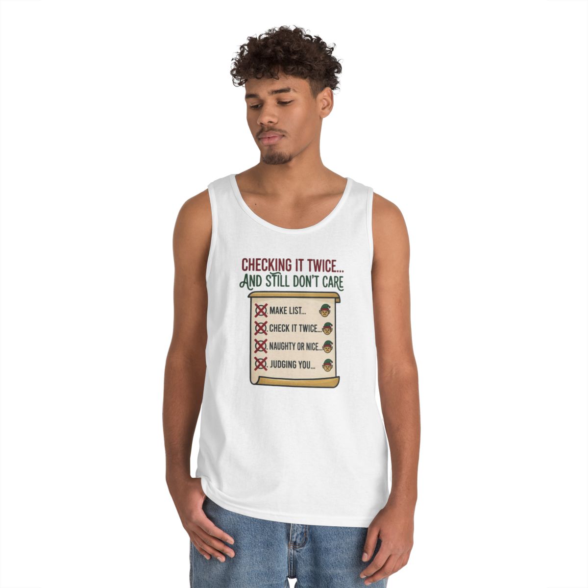Color: White | Checking It Twice Tank Top