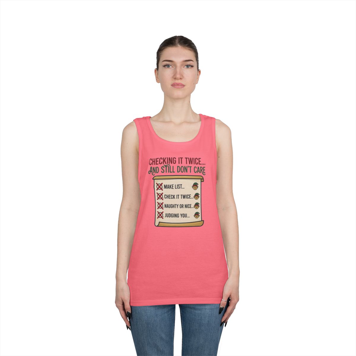 Color: Safety Pink | Checking It Twice Tank Top