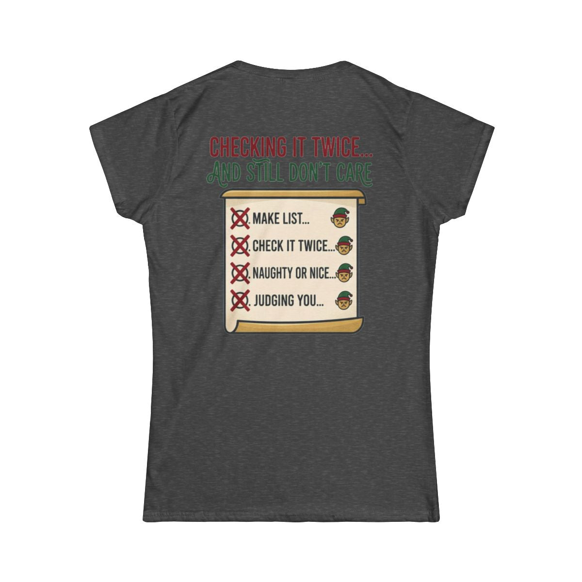Color: Dark Heather | Checking It Twice Women's Tee