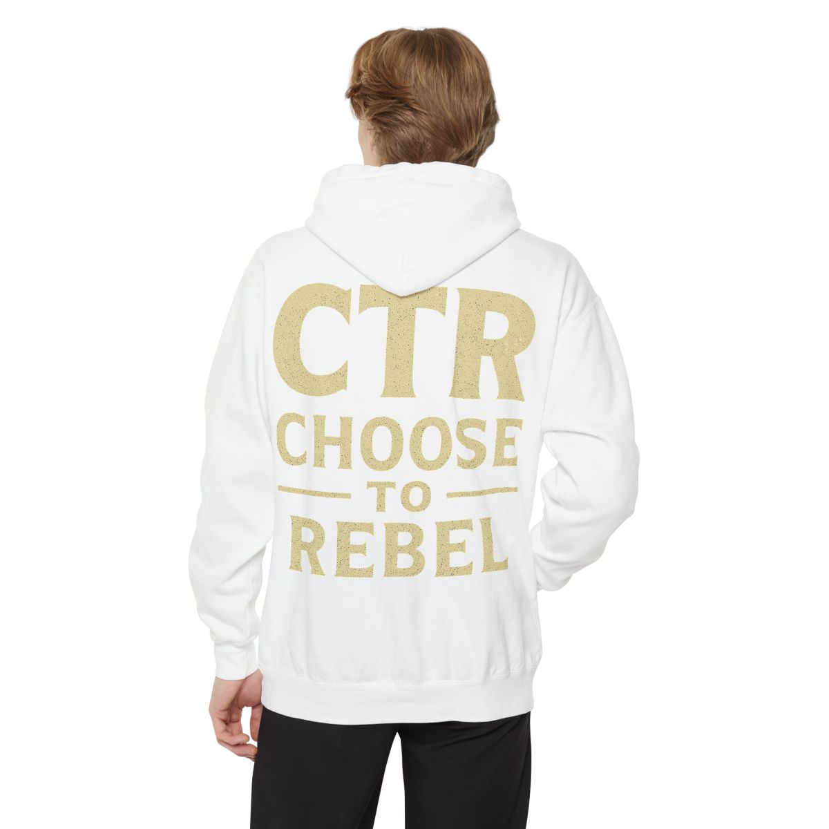 Color: White | Choose to Rebel Garment-Dyed Hoodie