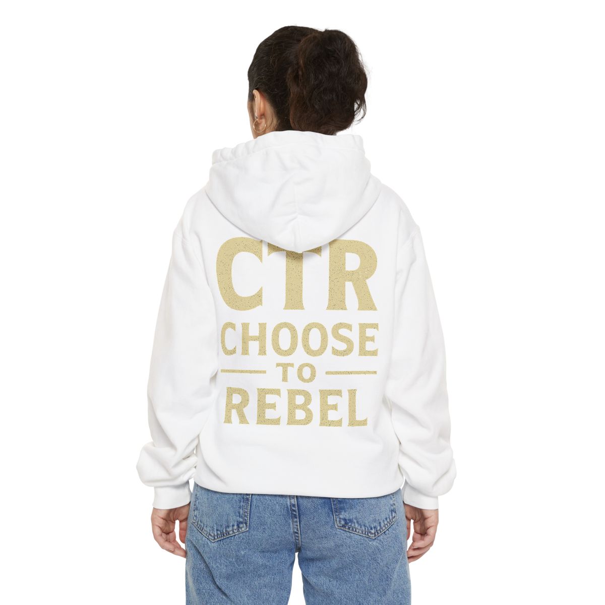 Color: White | Choose to Rebel Garment-Dyed Hoodie
