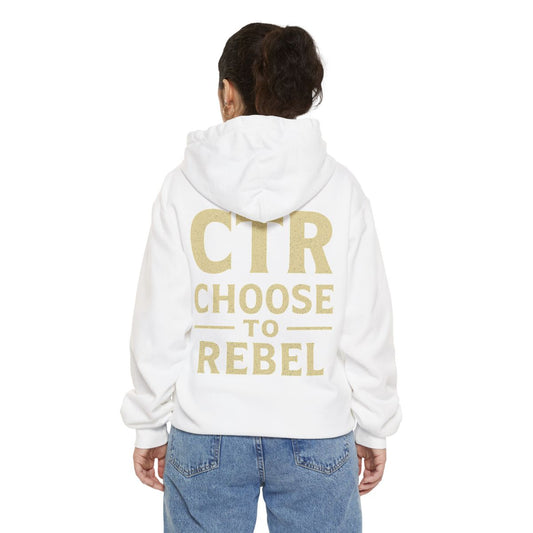 Color: White | Choose to Rebel Garment-Dyed Hoodie