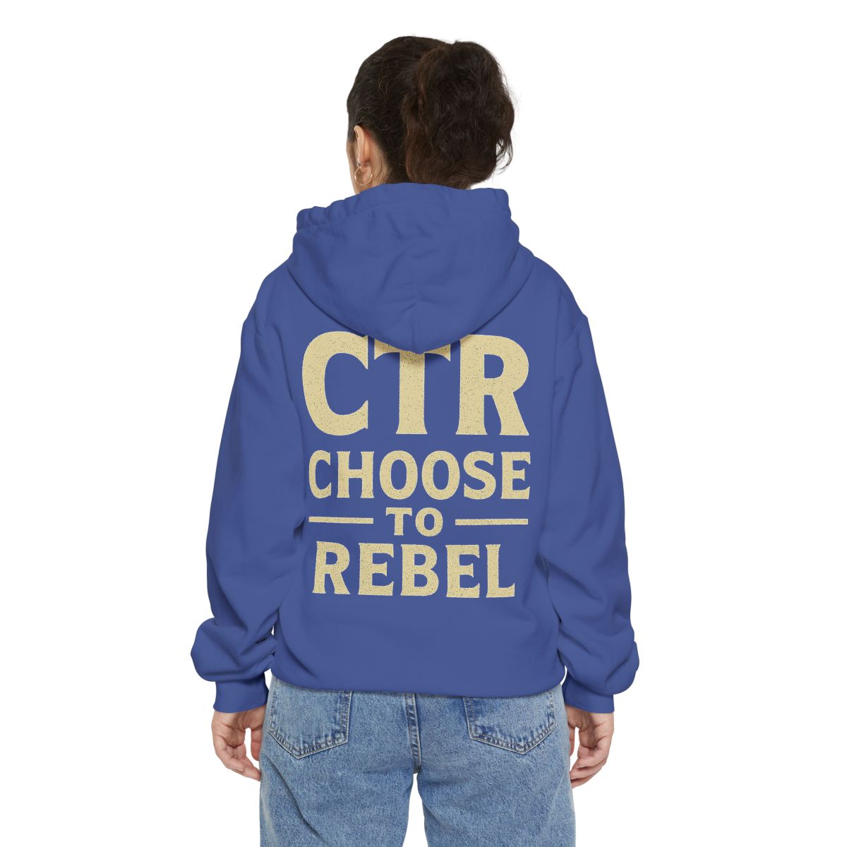 Color: Flo Blue | Choose to Rebel Garment-Dyed Hoodie