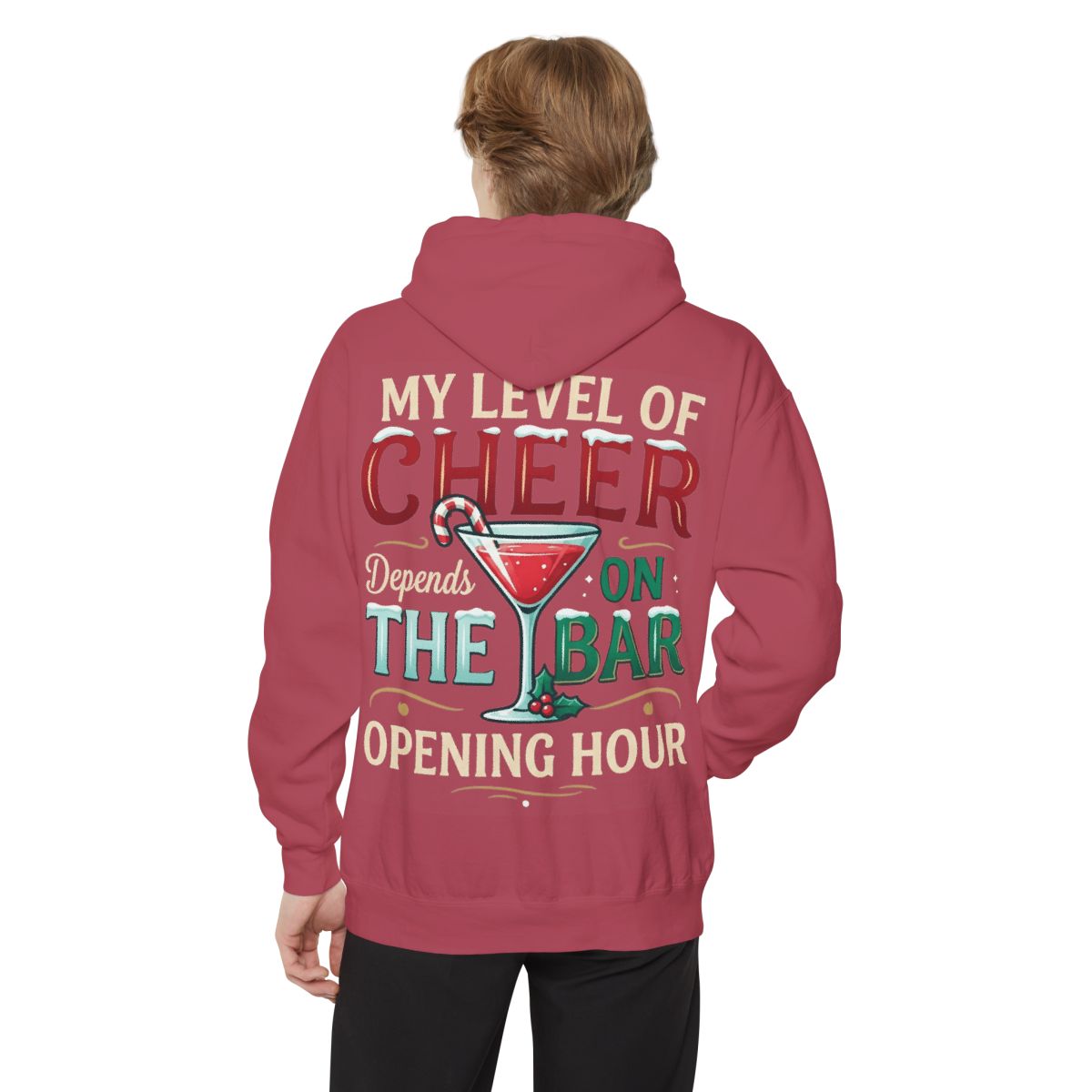 Color: Crimson | Christmas Cheer Garment-Dyed Hoodie