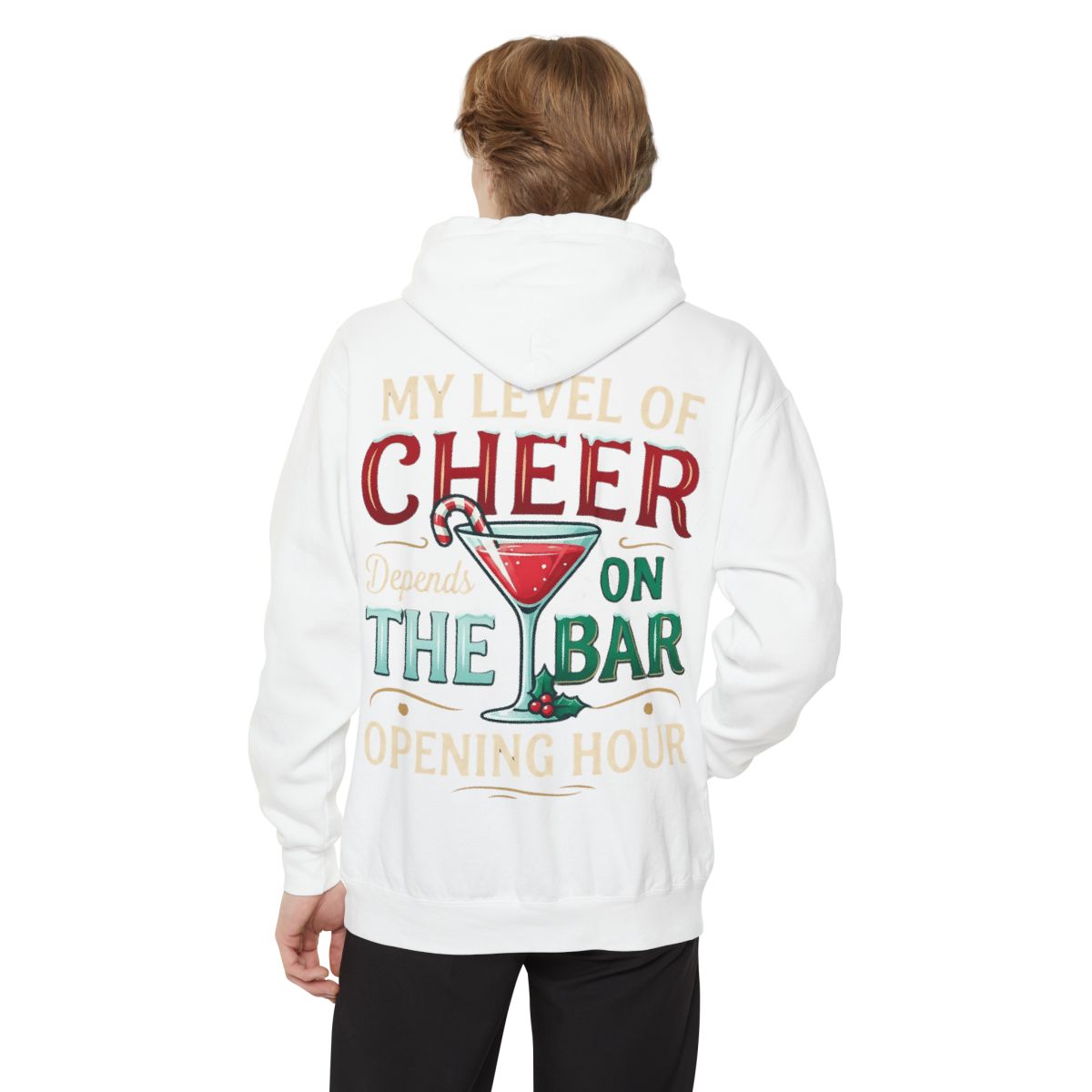 Color: White | Christmas Cheer Garment-Dyed Hoodie
