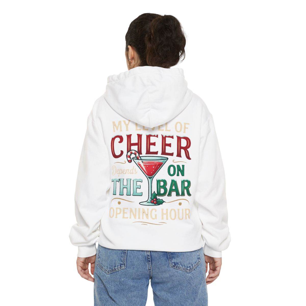 Color: White | Christmas Cheer Garment-Dyed Hoodie