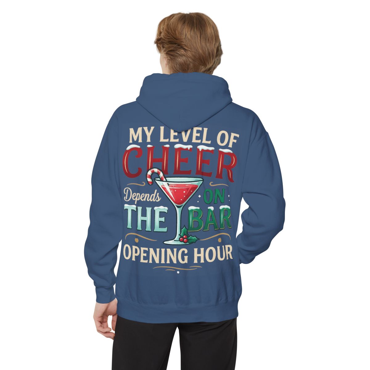 Color: True Navy | Christmas Cheer Garment-Dyed Hoodie