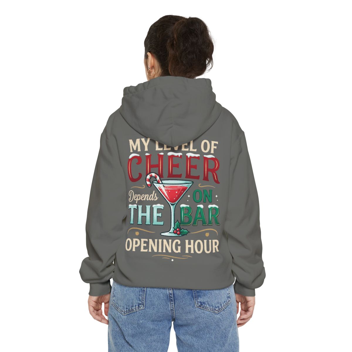 Color: Grey | Christmas Cheer Garment-Dyed Hoodie