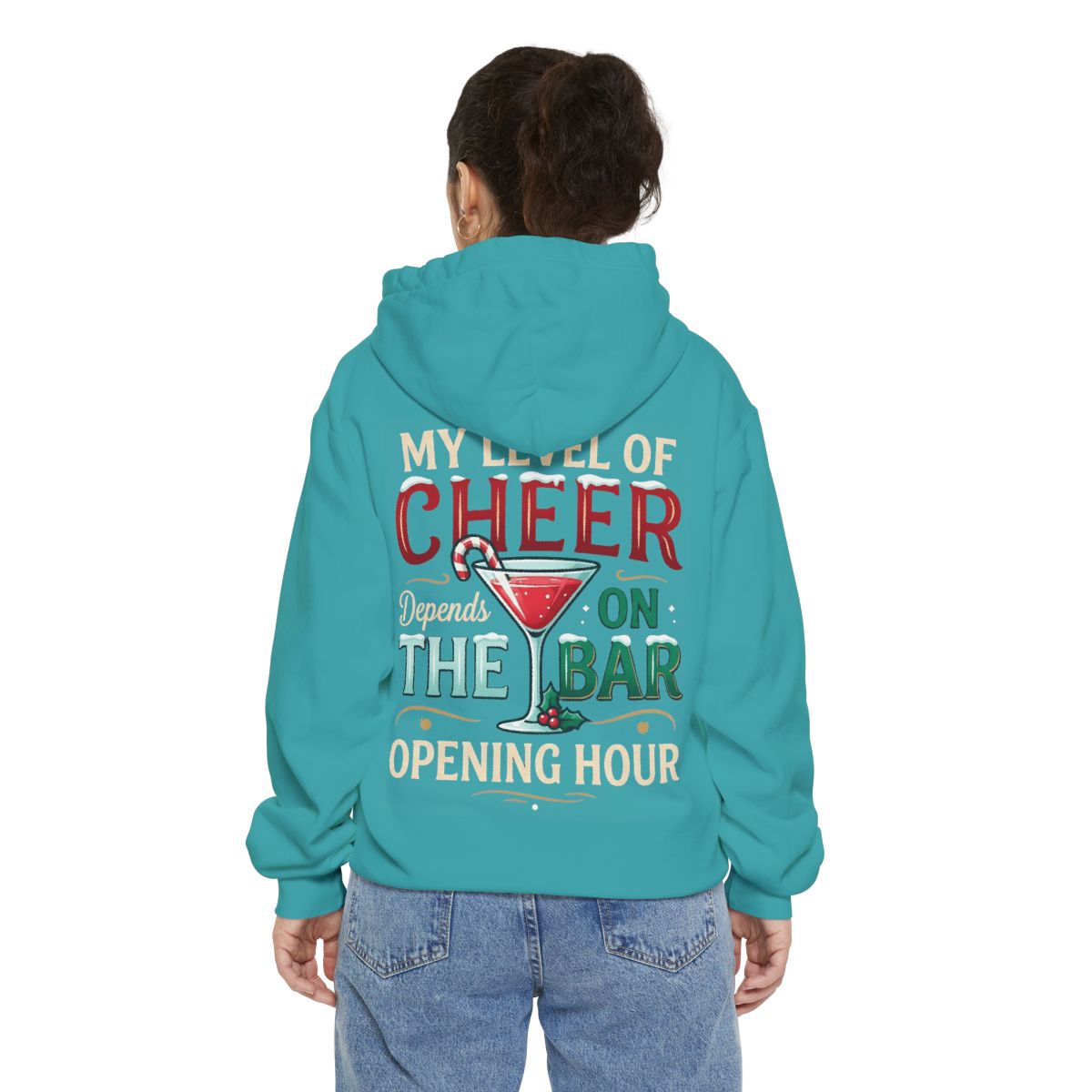 Color: Seafoam | Christmas Cheer Garment-Dyed Hoodie