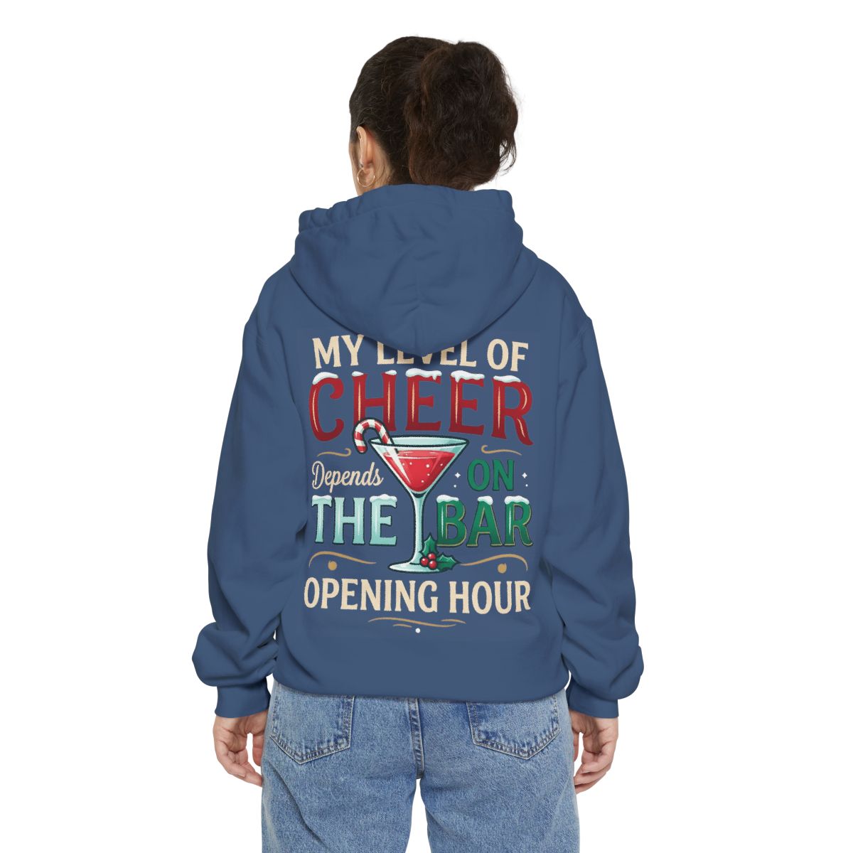 Color: True Navy | Christmas Cheer Garment-Dyed Hoodie
