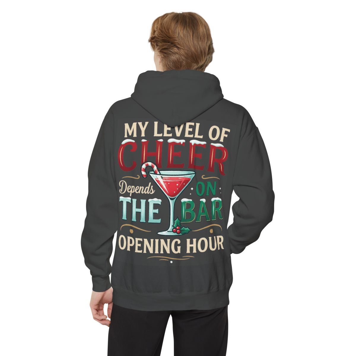 Color: Pepper | Christmas Cheer Garment-Dyed Hoodie