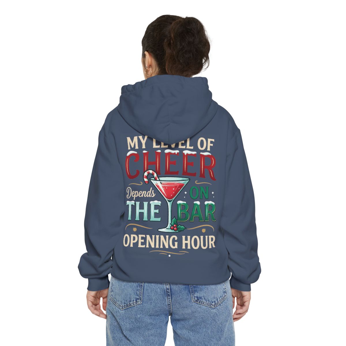 Color: Denim | Christmas Cheer Garment-Dyed Hoodie