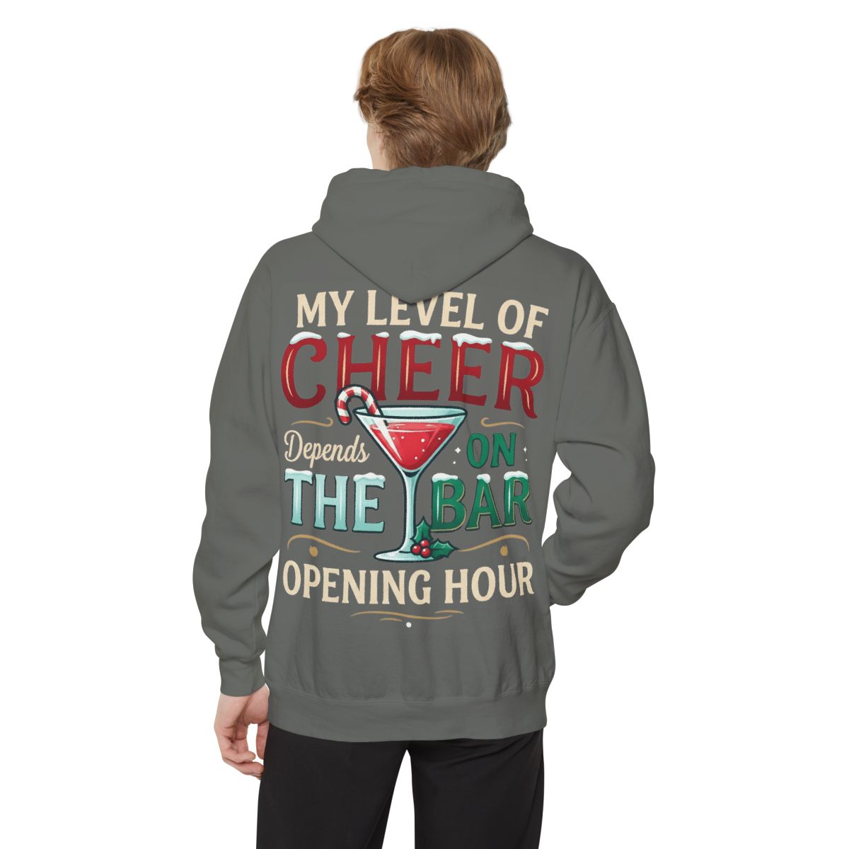 Color: Grey | Christmas Cheer Garment-Dyed Hoodie