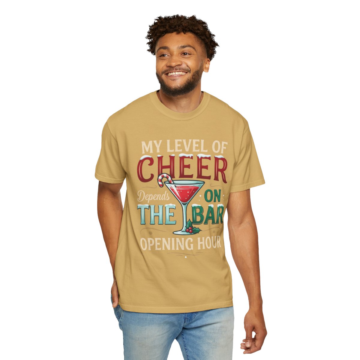 Color: Mustard | Christmas Cheer Unisex Garment-Dyed Tee