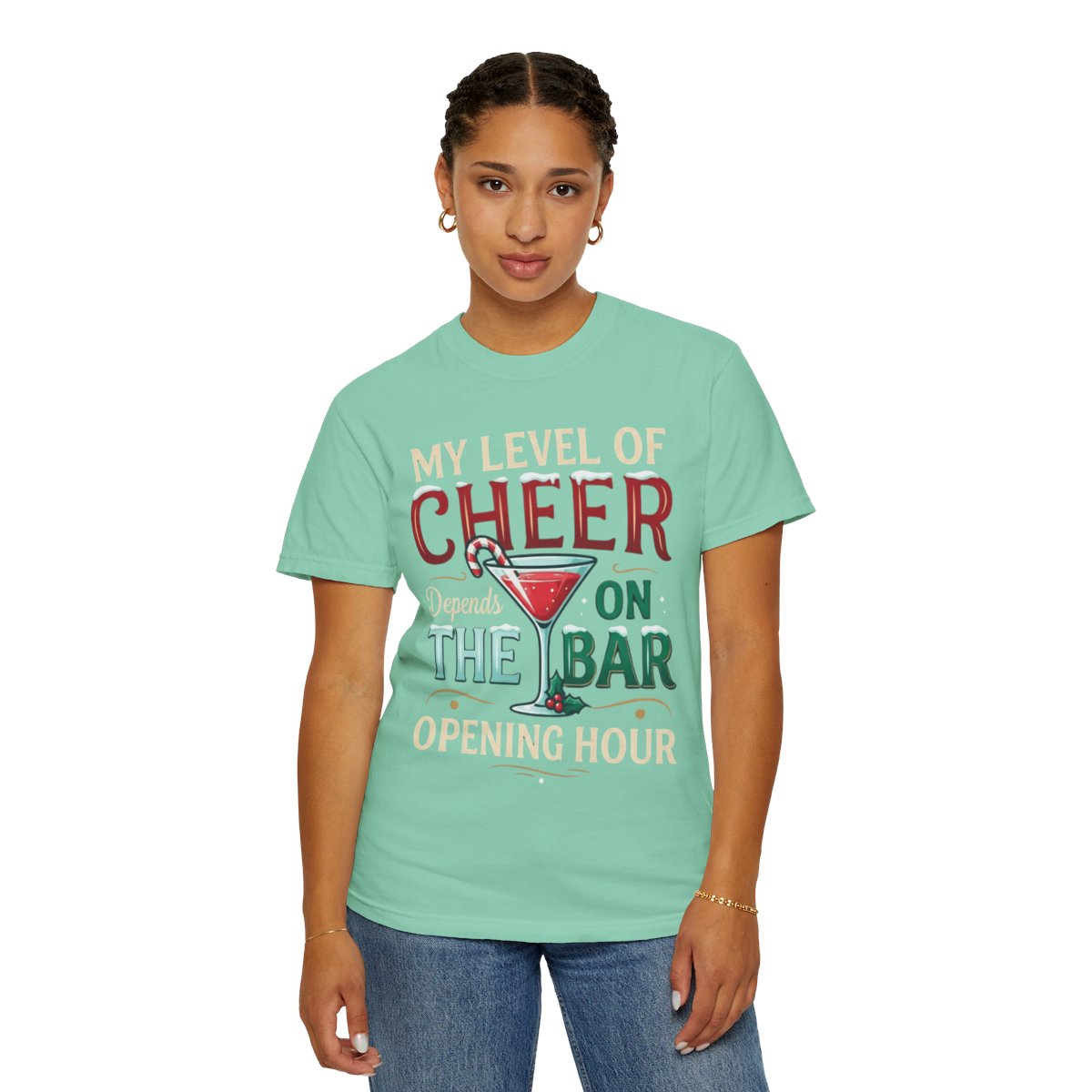 Color: Island Reef | Christmas Cheer Unisex Garment-Dyed Tee