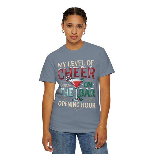 Color: Blue Jean | Christmas Cheer Unisex Garment-Dyed Tee