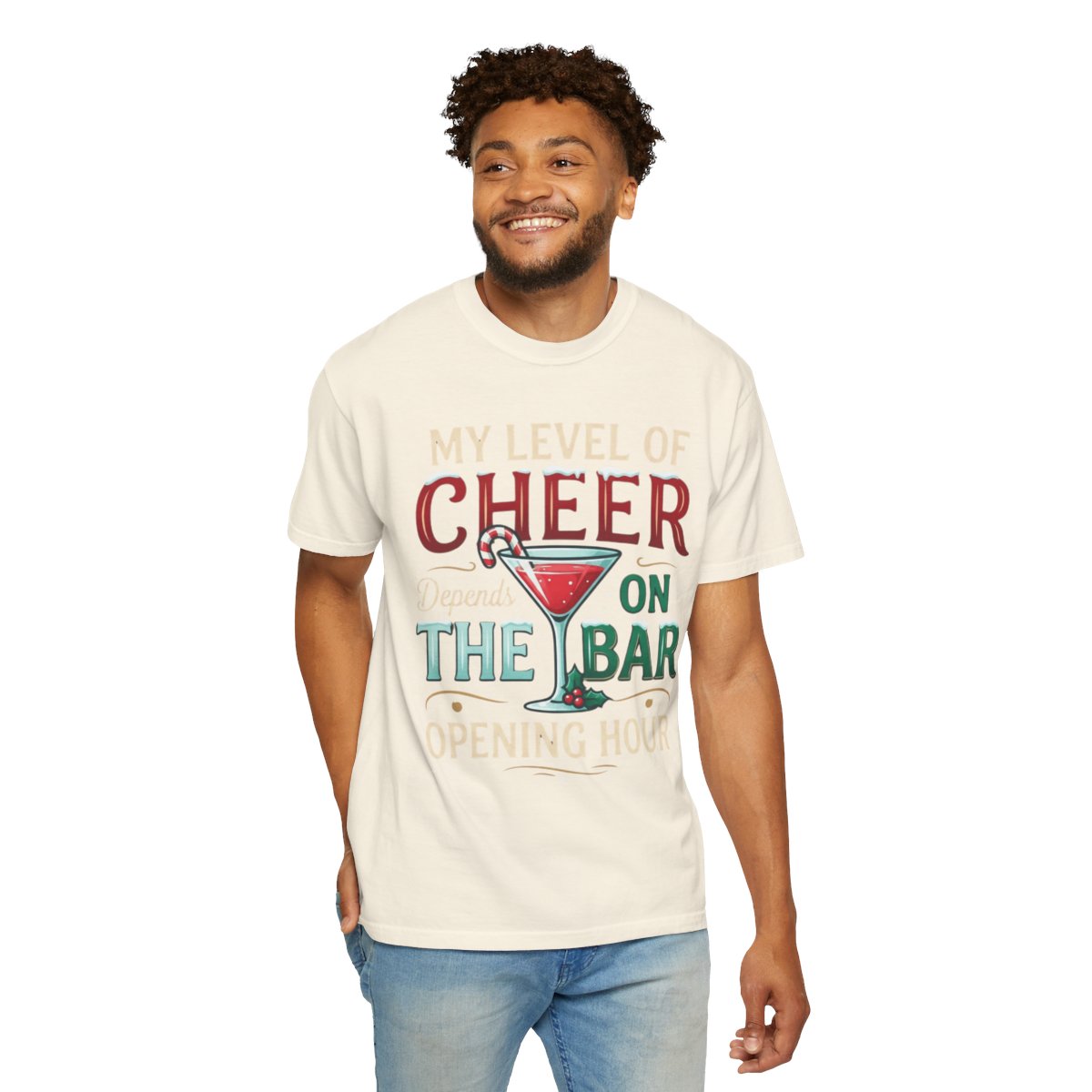 Color: Ivory | Christmas Cheer Unisex Garment-Dyed Tee
