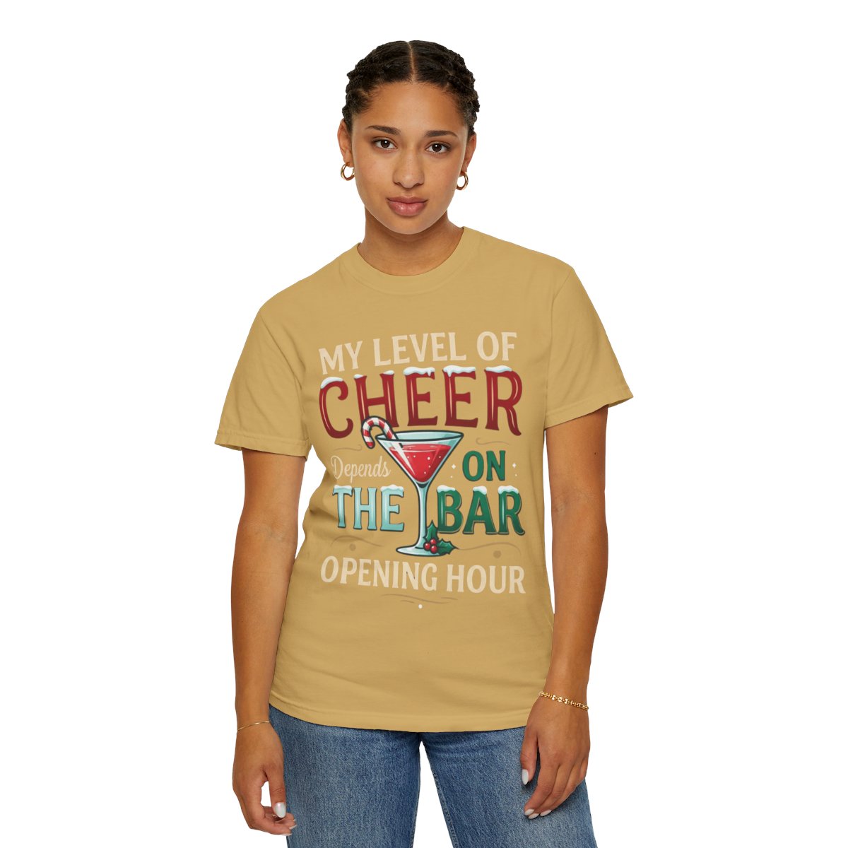 Color: Mustard | Christmas Cheer Unisex Garment-Dyed Tee