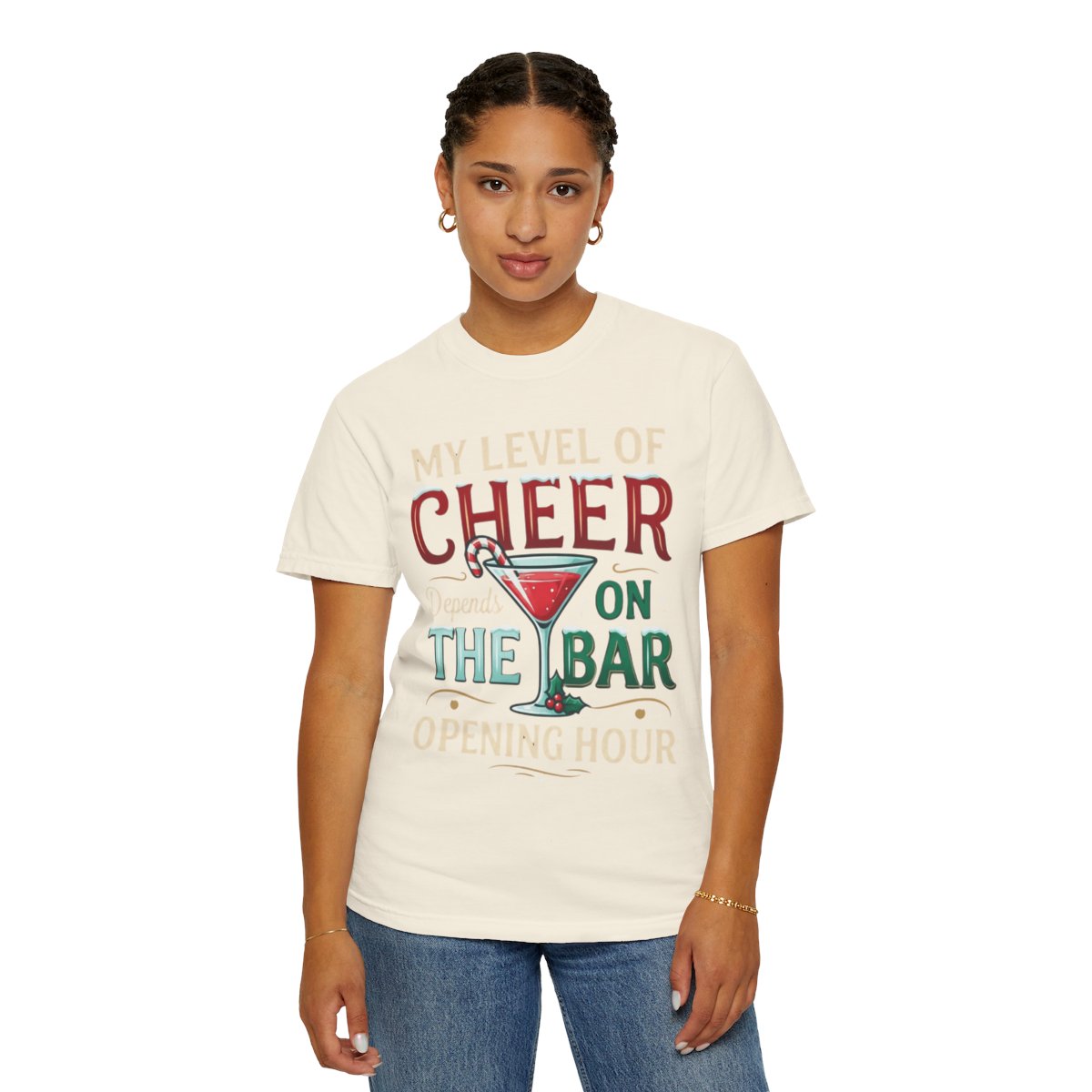 Color: Ivory | Christmas Cheer Unisex Garment-Dyed Tee