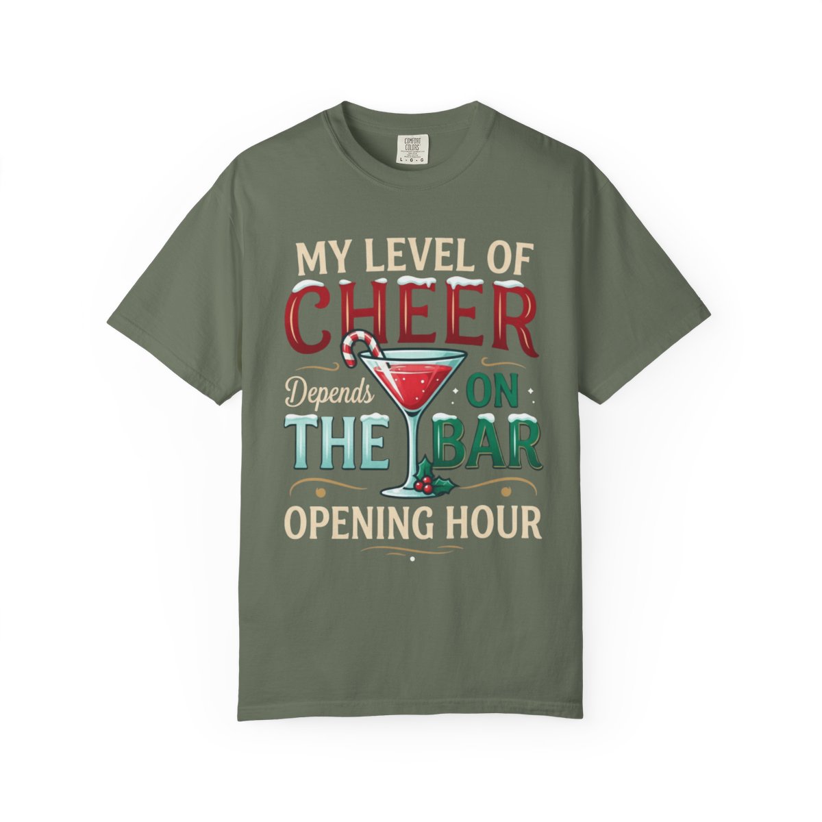Color: Moss | Christmas Cheer Unisex Garment-Dyed Tee