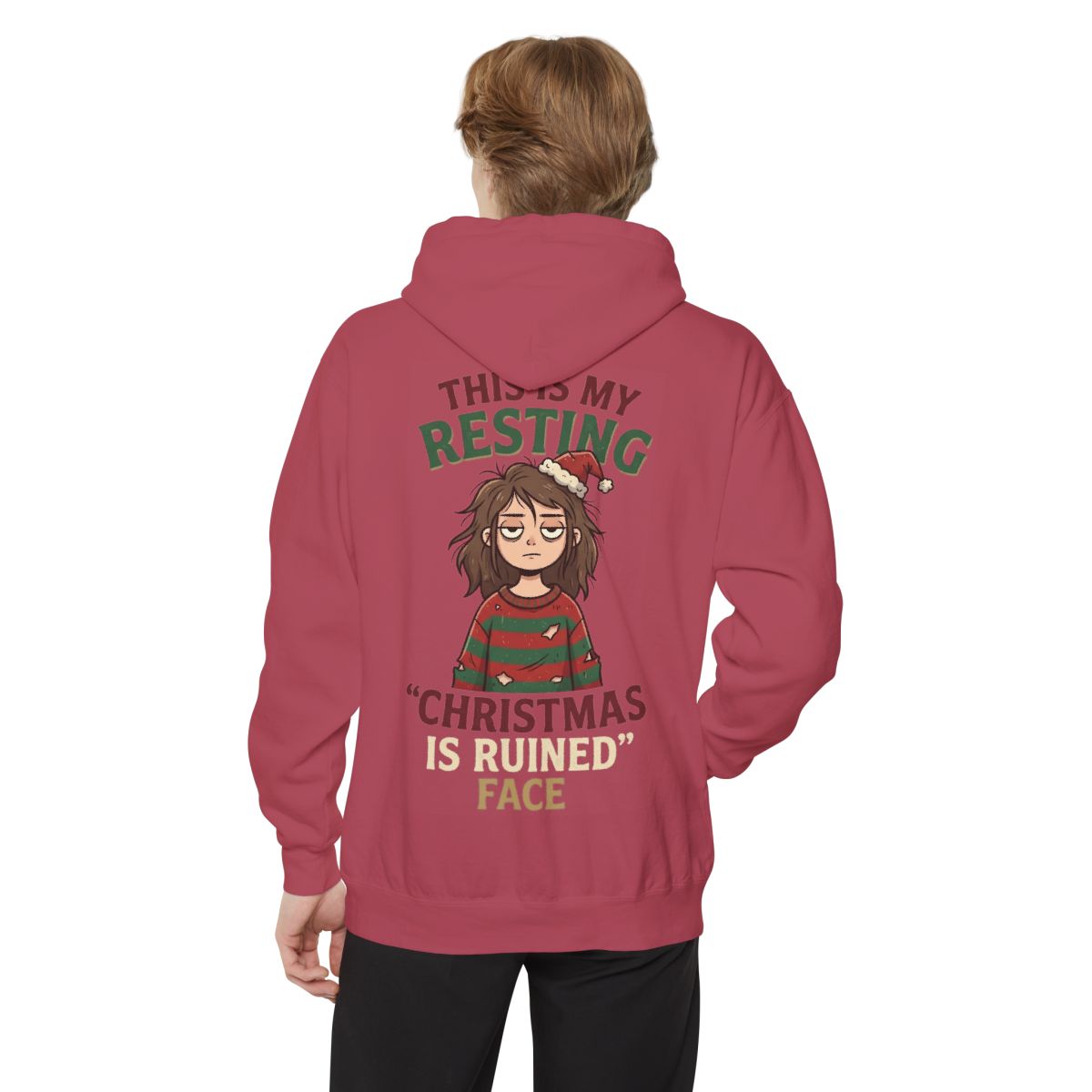 Color: Crimson | Christmas Is Ruined Garment-Dyed Hoodie