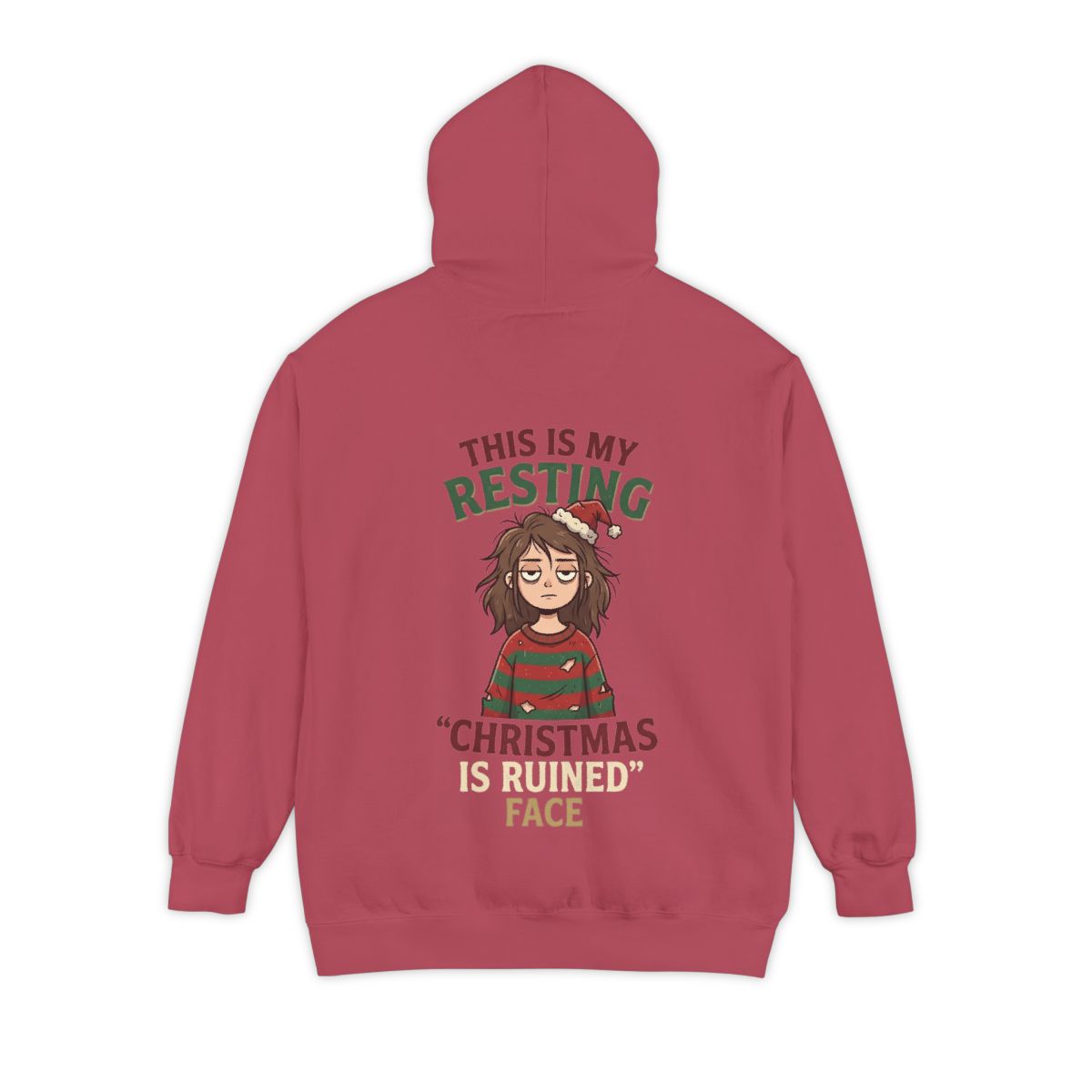 Color: Crimson | Christmas Is Ruined Garment-Dyed Hoodie